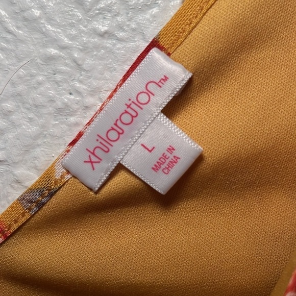 Xhileration mustard, color, yellow floral, romper, size large - Picture 6 of 7